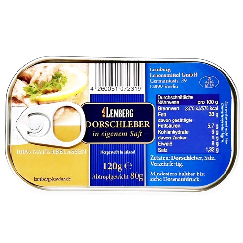 Lemberg Dorschleber im eigenen Saft 120g