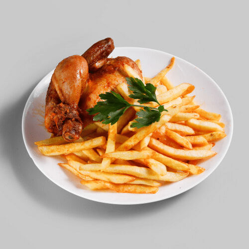 Halbes Hähnchen mit Pommes frites