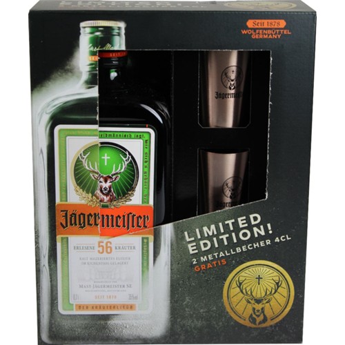 Jägermeister mit 2 Metallbechern 0.7l