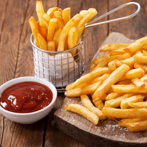 Pommes gross mit Getränk