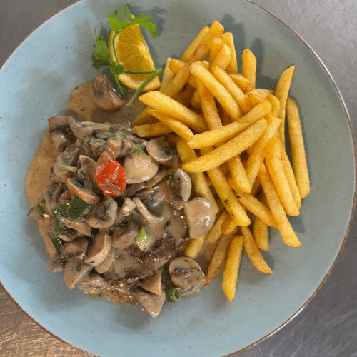 Rumpsteak mit Champignonsauce
