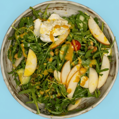 Rucolasalat mit Burrata und Apfel