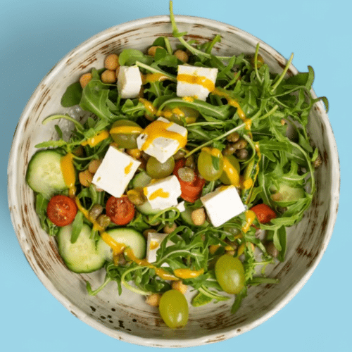 Rucolasalat mit Feta und Trauben
