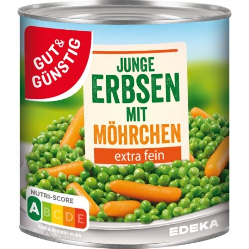 Gut & Günstig Junge Erbsen mit Möhrchen extra fein 800g
