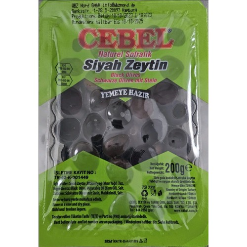 Cebel Schwarze Oliven mit Stein 200g