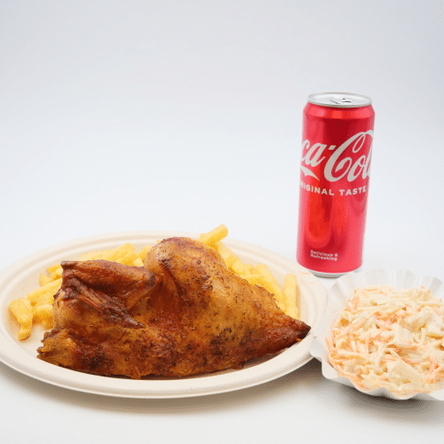 Halbes Hähnchen Menü mit Salat