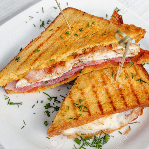 Toast mit Schinken, Käse und Ei