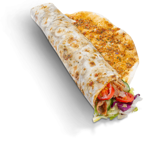 Lahmacun mit Dönerfleisch und Salat