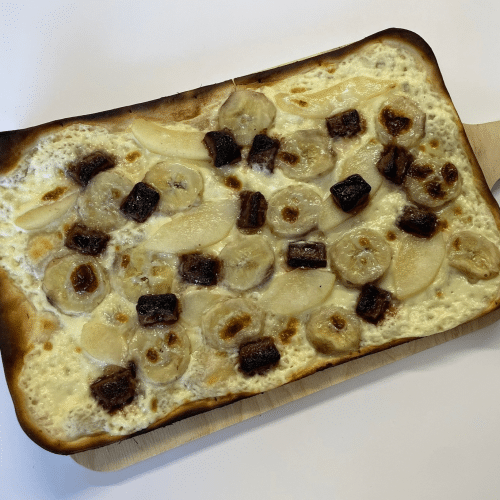 Nachtisch-Flammkuchen Schokoobst