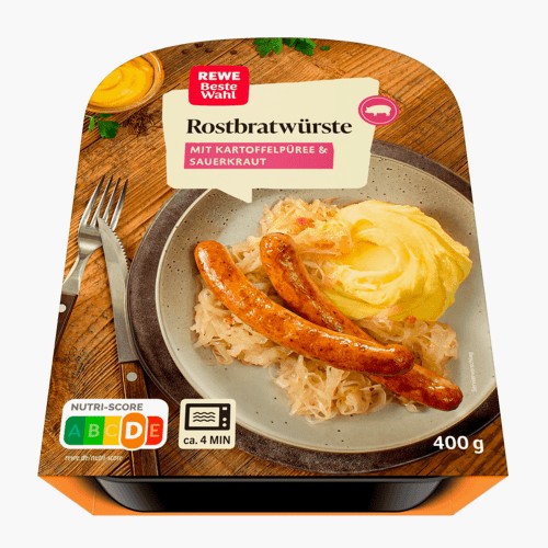 Rewe Beste Wahl Rostbratwürste mit Sauerkraut 400g