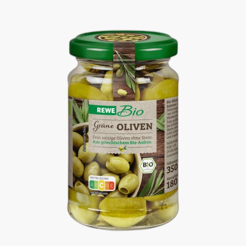 Rewe Bio Grüne Oliven ohne Stein 180g