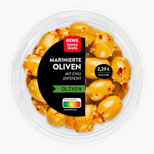 Rewe Beste Wahl Oliven mit Chili 150g