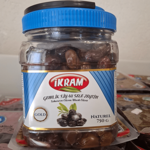 Ikram Golg schwarze Oliven 750g