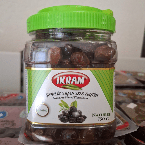 Ikram Jumbo Schwarze Oliven750g
