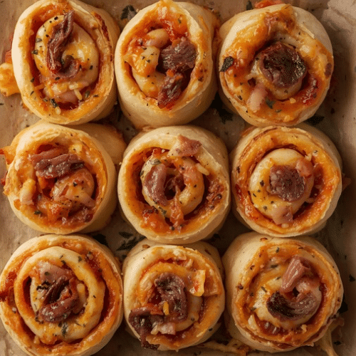 Pizzabrötchen Drehspießfleisch