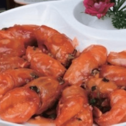 Gebratene Großgarnelen mit Süß-Sauer-Sauce