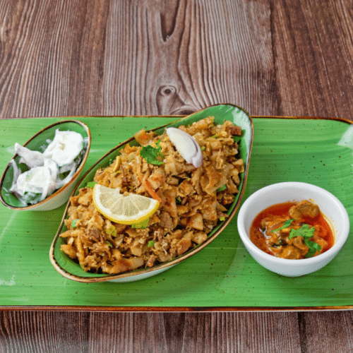 Kottu Rotti (Parotha) mit Hähnchenfleisch