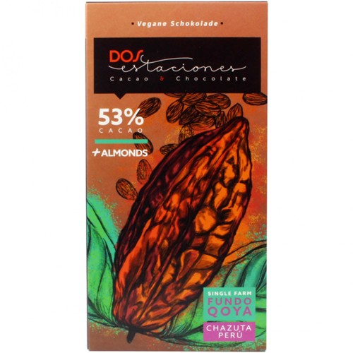 Dos Estaciones Bioschokolade Cacao & Mandeln  53% 54g