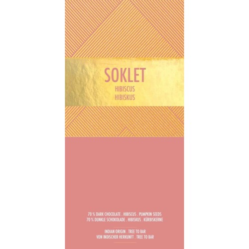 Soklet Dunkle Schokolade mit Hibiskus und Kürbiskernen 50g
