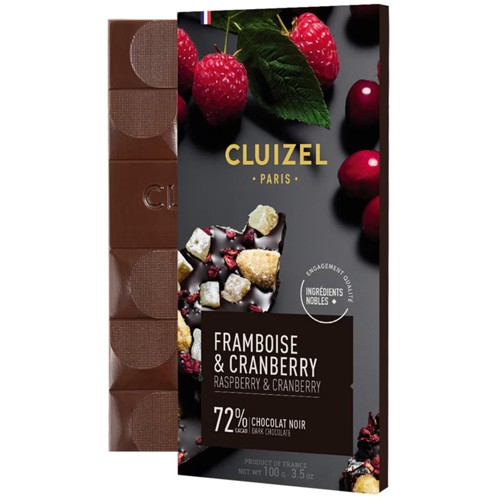 Cluizel dunkle Schokolade mit Himbeere & Cranberry 100g