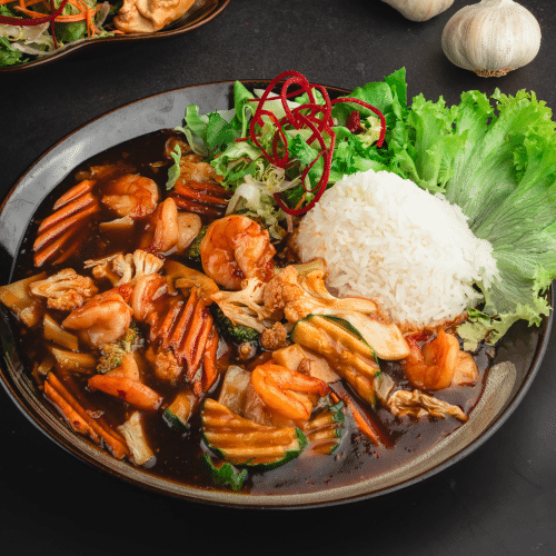 Dark Surprise mit gegrillten Garnelen (8 Stk.)