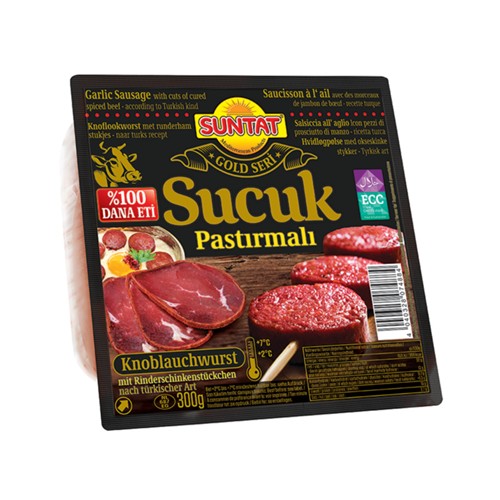 Suntat Knoblauchwurst mit Rinderschinkenstückchen 300g