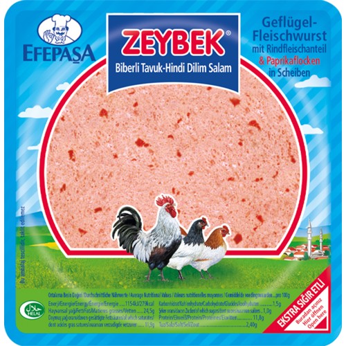 Efepasa Geflügel-Fleischwurst mit Rinderfleischanteil & Paprikaflocken in Scheiben 200g