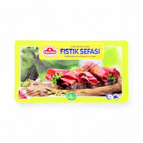 Egetürk Rindfleischwurst mit Pistazien in Scheiben 125g
