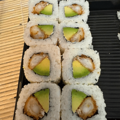 I.O. Tempura Ebi, Avocado, Fischsoße