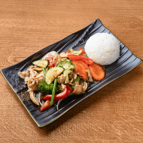 Teriyaki mit Garnelen