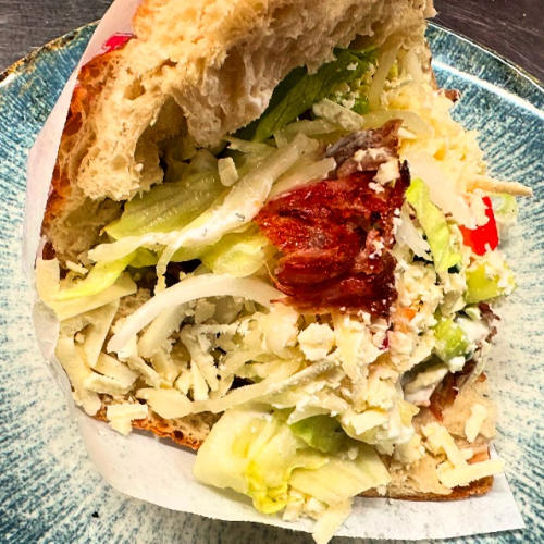 Drehspieß Tasche mit Weichkäse