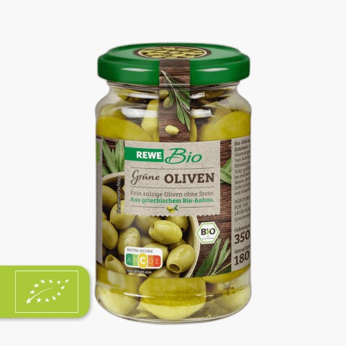 Rewe Bio Grüne Oliven ohne Stein 180g