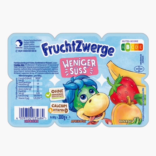 Fruchtzwerge wenig süß Erdbeere Marille Banane 300g