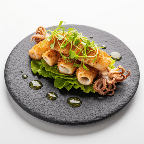 Baby Calamari auf Salat Bouquet