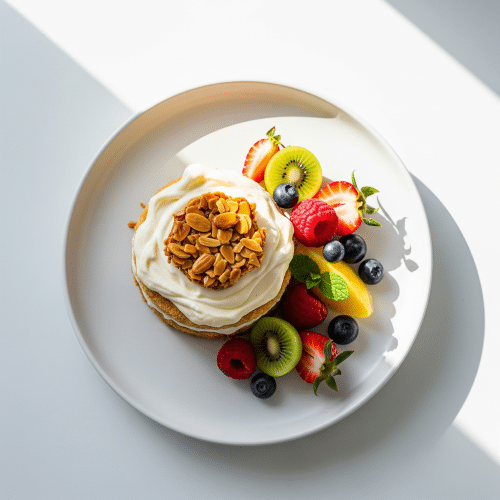 Mandel-Parfait mit Früchten