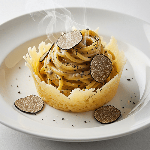 Trüffelpasta im Parmesannest