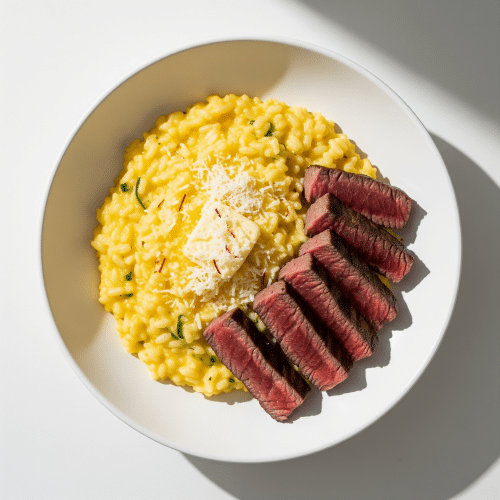 Risotto alla Milanese - Rinderfiletstreifen