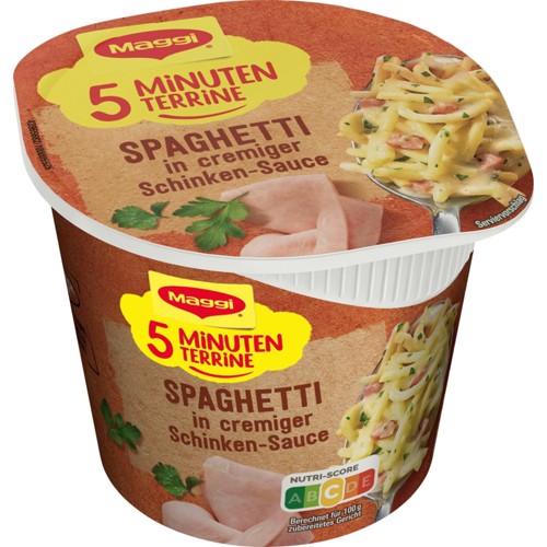 Maggi 5 Minuten Terrine Spaghetti Schinken-Sauce 64g 