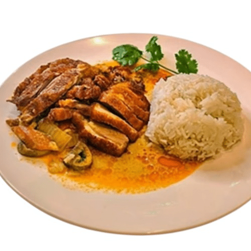 炸鸭排饭 Knusprige Ente mit Reis