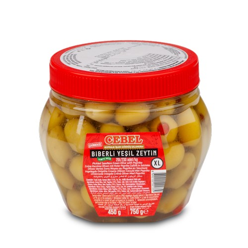 Cebel mit Paprika gefüllte grüne Oliven 450g