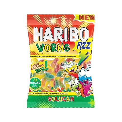 Haribo Fizz Worms Halal 80g