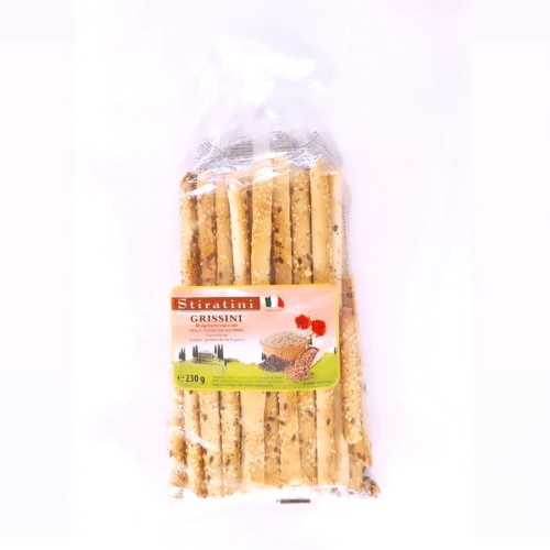 Grissini Brotgebäckstangen mit Leinsamen, Sesam und Mohn 230g