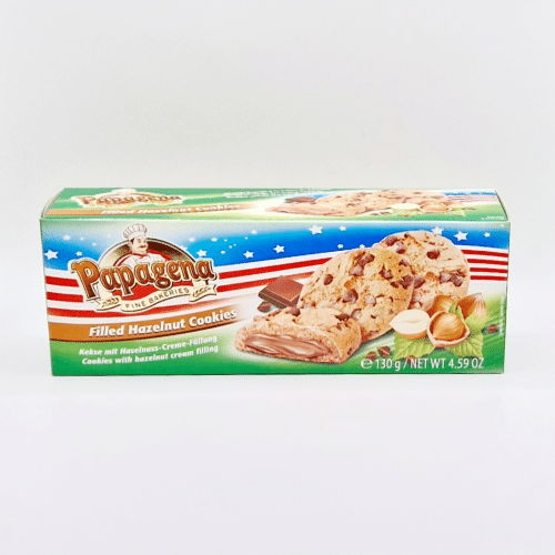 Papagena Choco Chip Cookies mit Haselnusscremefüllung 130g
