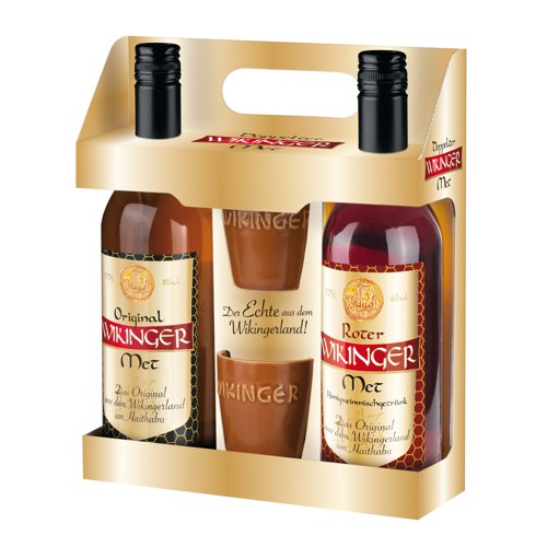 Doppelter Wikinger Met (Rot & Original) incl 2 Wikinger Met Becher 2 x 0.75l