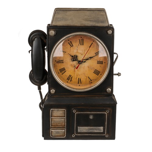 Out of the blue Metall-Schlüsselkasten 26x6.5x35.5cm Telefon mit Uhr