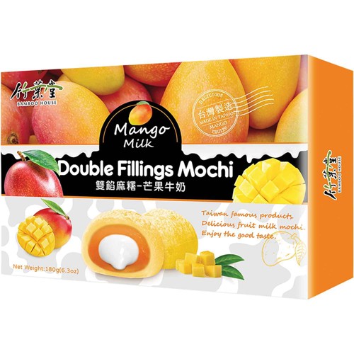 Bamboo House Mochi mit Doppelter Füllung Mango-Milch-Geschmack 180g