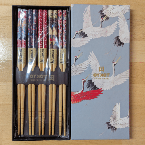 Eßstäbchen aus Bambus (buntes Design)