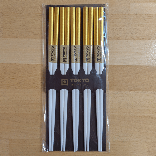 Eßstäbchen aus Bambus (Weiß-Gold)