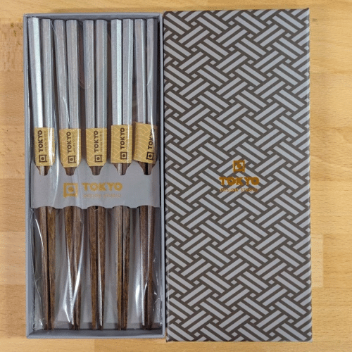 Eßstäbchen aus Holz (Silberdesign)