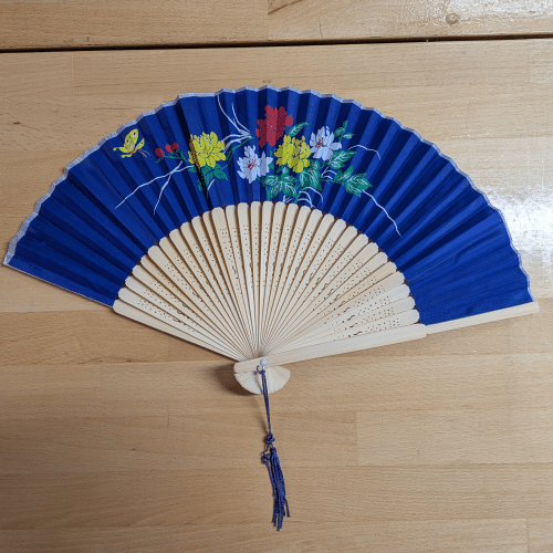 Fächer aus Holz (Blau)
